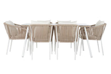 Cargar imagen en el visor de la galería, TABLE SET 7 ALUMINIUM POLYESTER 163X95X6 BEIGE