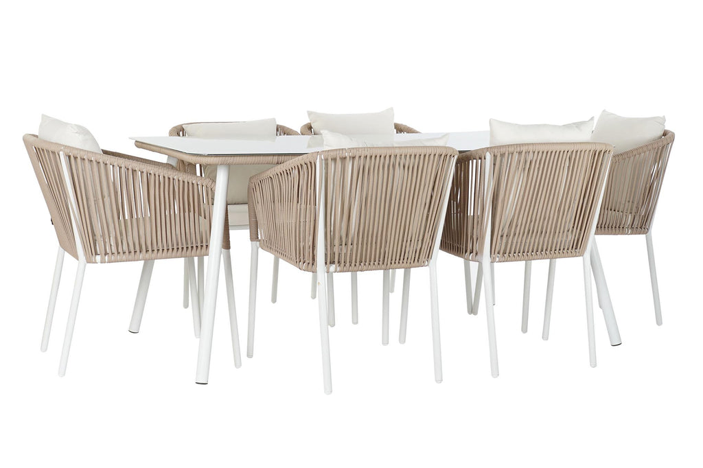 TABLE SET 7 ALUMINIUM POLYESTER 163X95X6 BEIGE