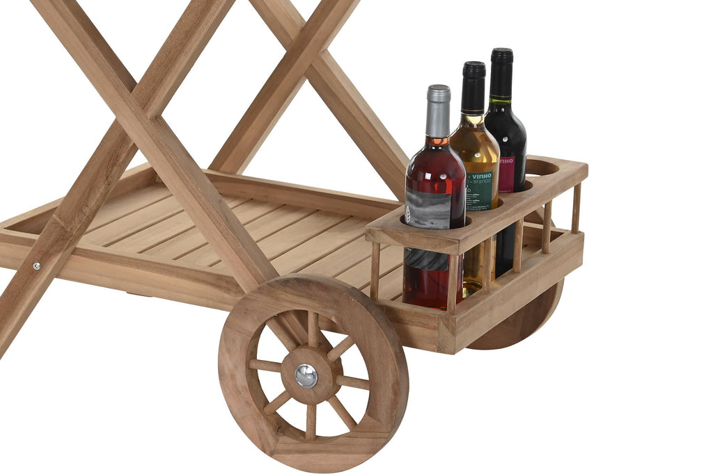 BAR TROLLEY TEAK 70X55X84 WHEEL NATURAL BROWN