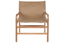 Charger l&#39;image dans la galerie, TEAK LEATHER ARMCHAIR 62X65X78 CREAM