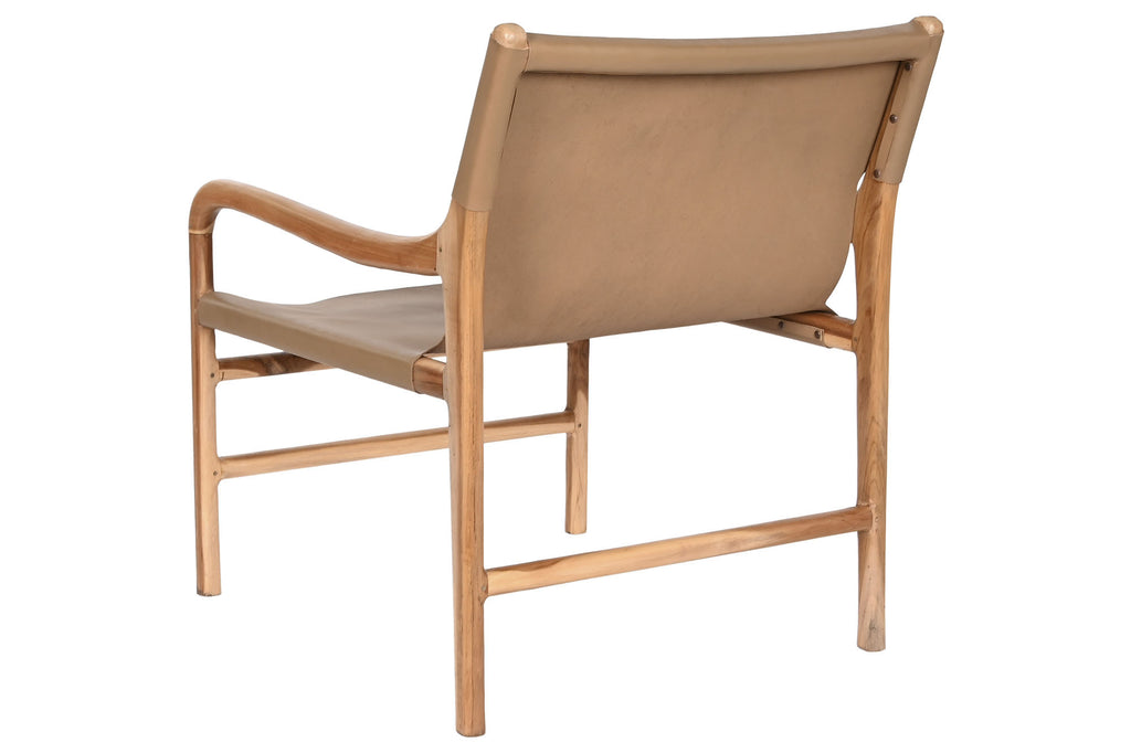 TEAK LEATHER ARMCHAIR 62X65X78 CREAM