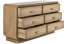 Charger l&#39;image dans la galerie, CHEST OF DRAWERS WOOD RATTAN 160X42X88