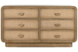 CHEST OF DRAWERS WOOD RATTAN 160X42X88