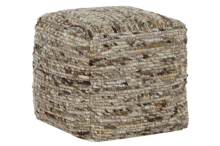 WOOL COTTON FOOTREST 45X45X45 HAND WOVEN