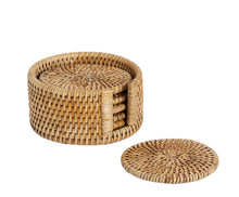 Load image into Gallery viewer, SET 6 RATTAN COASTERS Ø12X6CM