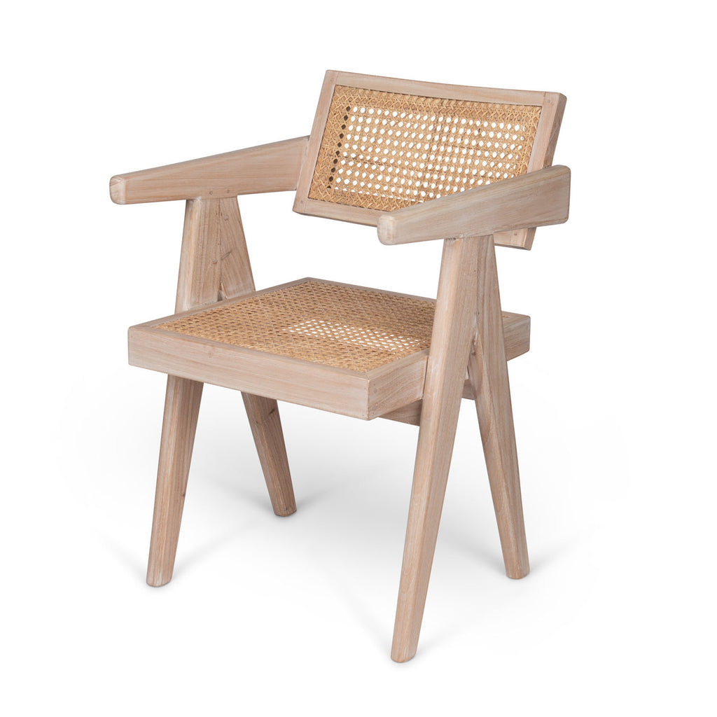 Teak and rattan dining chair