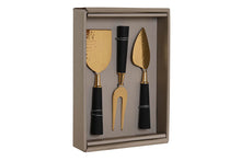 Load image into Gallery viewer, KNIFE SET 3 INOX RESIN 3,9X1X17,5 CHEESE GOLDEN