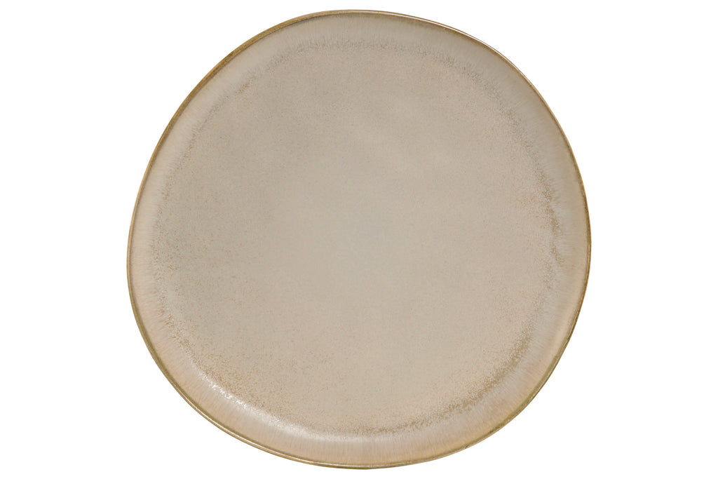 PLATE STONEWARE ENAMELLED 27X27X2,5 WORN OUT BEIGE