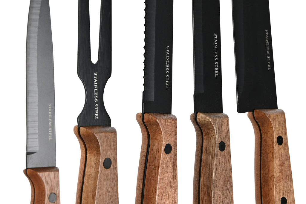 KNIFE SET 6 INOX ACACIA 4X1X33 NATURAL