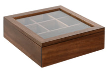 Load image into Gallery viewer, TEA BOX ACACIA GLASS 20,5X20,5X6,5 7COMP NATURAL