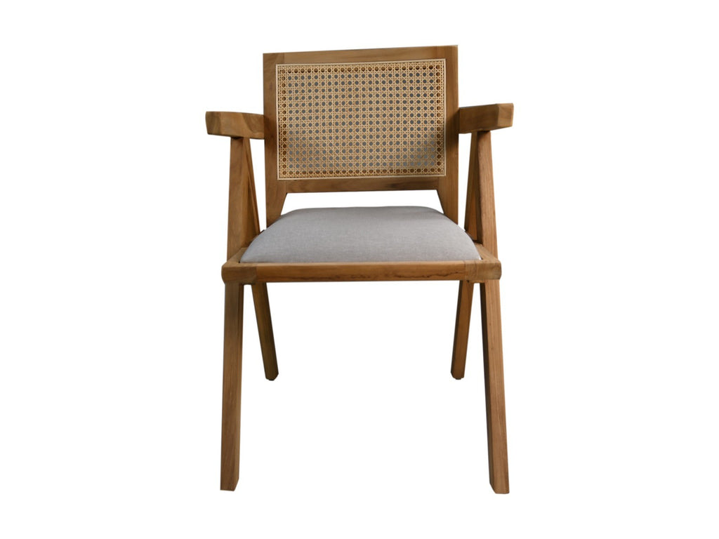 Dining Chair Natural/Grey-Teak/Fabric