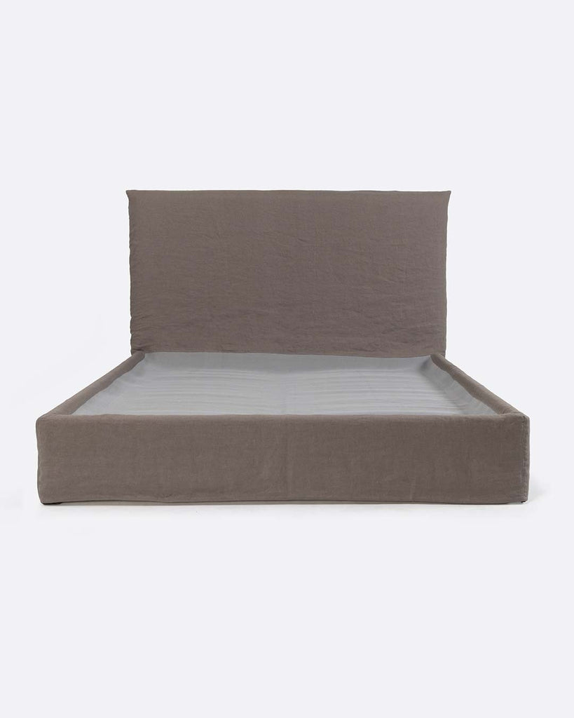 Taupe Linen Bed 160 x 200 cm