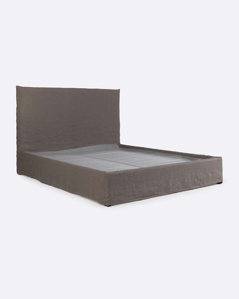 Taupe Linen Bed 160 x 200 cm