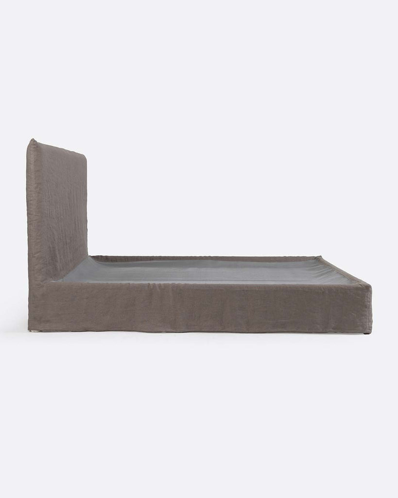 Taupe Linen Bed 160 x 200 cm