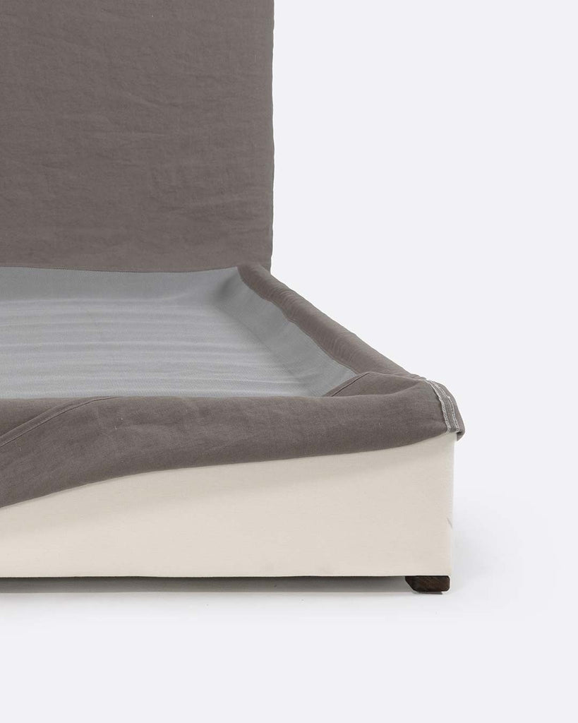 Taupe Linen Bed 160 x 200 cm