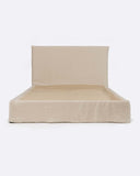 Beige Linen Bed 180 x 200 cm