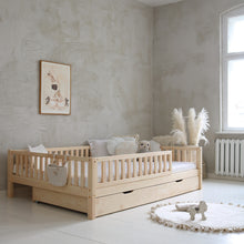 Load image into Gallery viewer, Basic Love Plus Bed with railing 2/3 length 200x140 natural