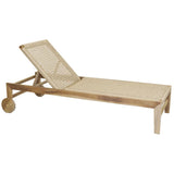 Teak sun lounger with wheels