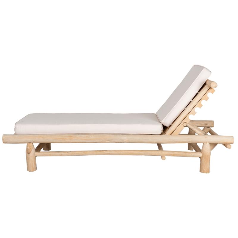 Sun lounger in natural teak wood