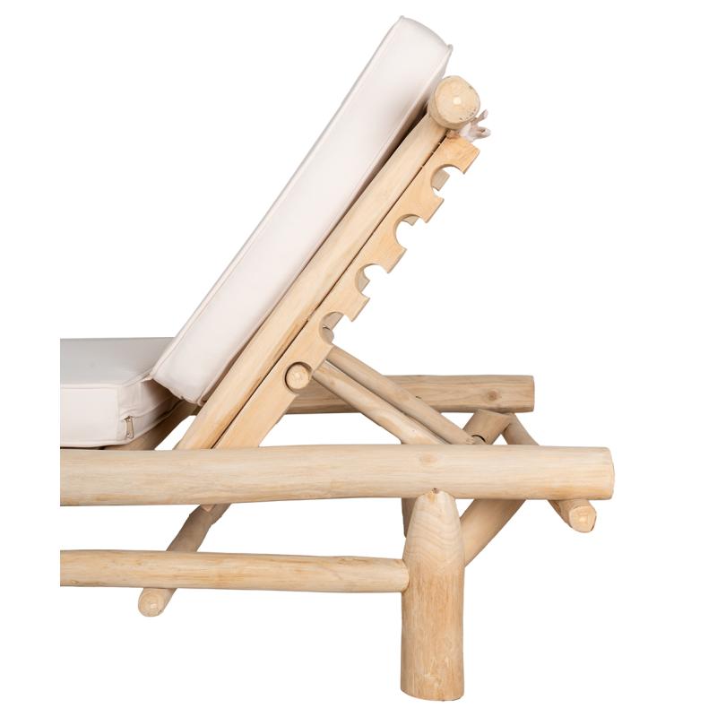 Sun lounger in natural teak wood