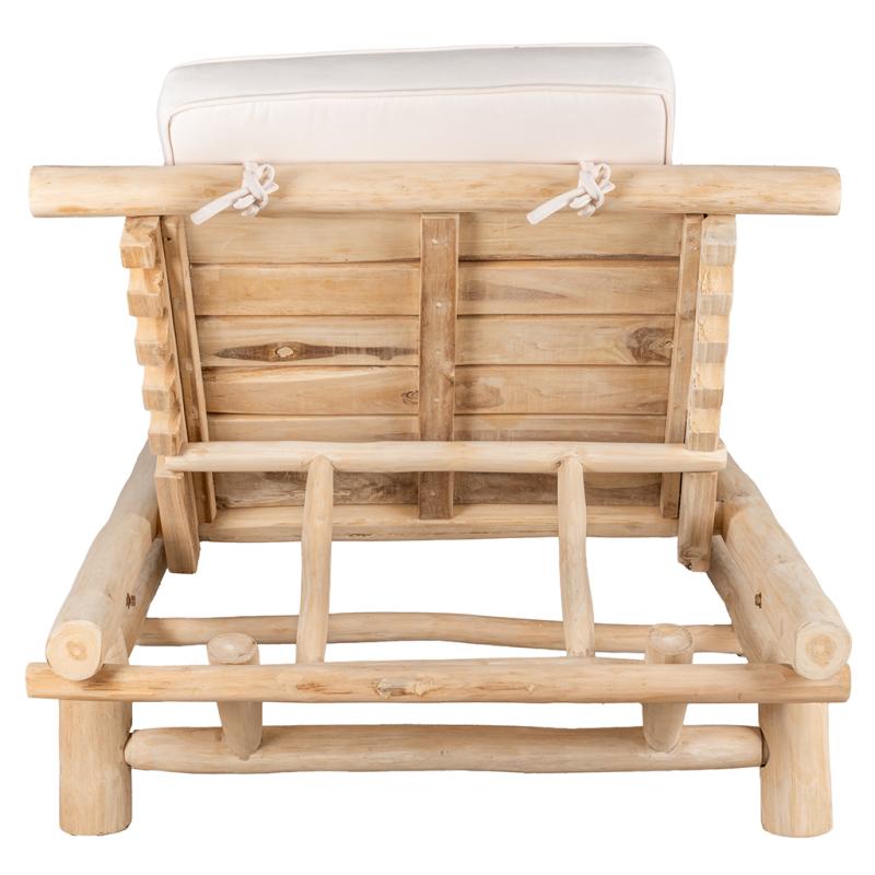 Sun lounger in natural teak wood