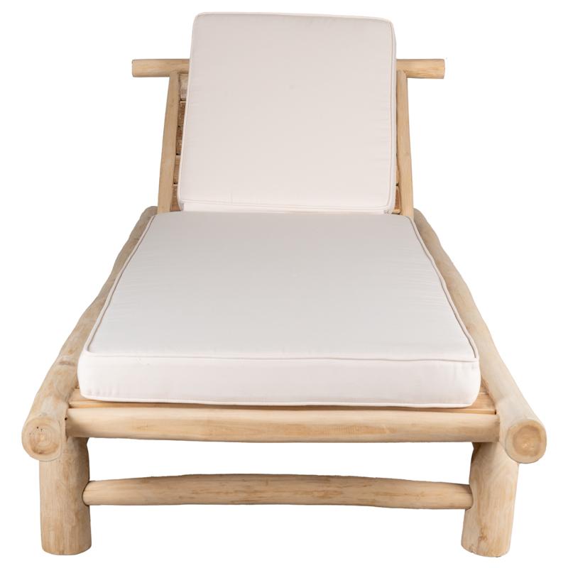 Sun lounger in natural teak wood