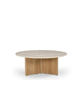 Load image into Gallery viewer, Mango wood with travertine marble table