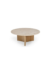 Load image into Gallery viewer, Mango wood with travertine marble table