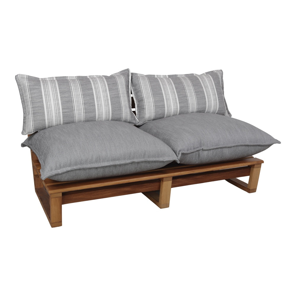 WOODEN LOUNGE BENCH WITH CUSHIONS