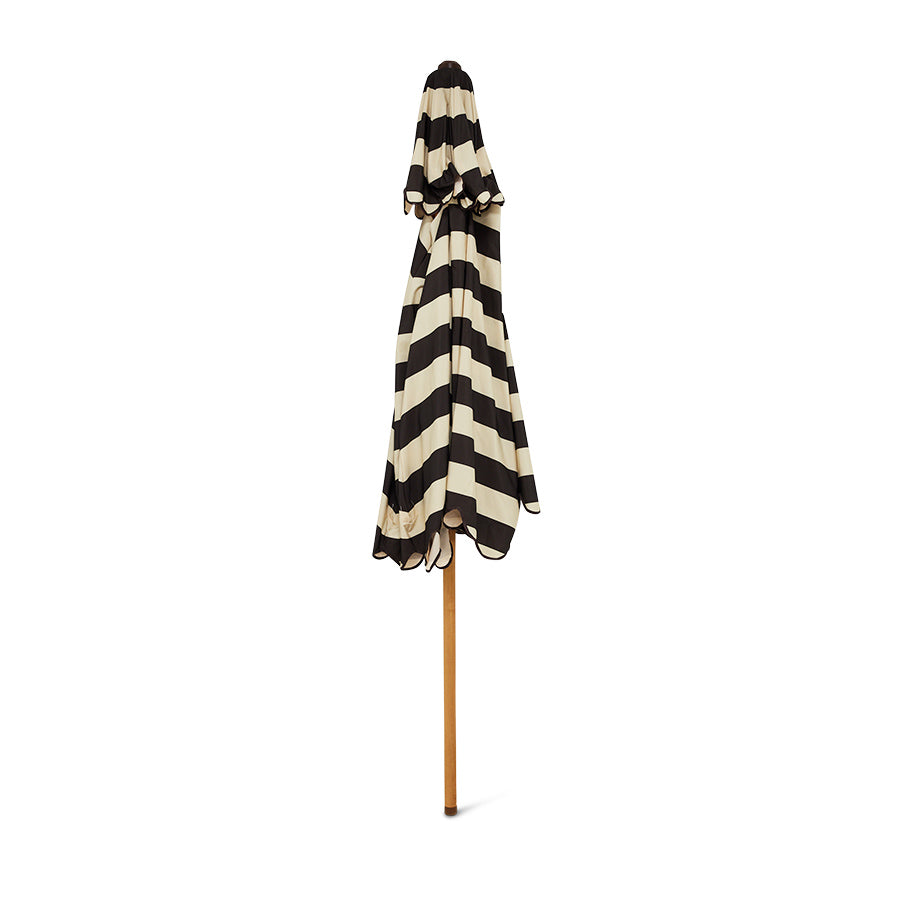 Striped patio umbrella stracciatella