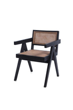 Load image into Gallery viewer, Teak and rattan chair black