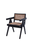 Teak and rattan chair black