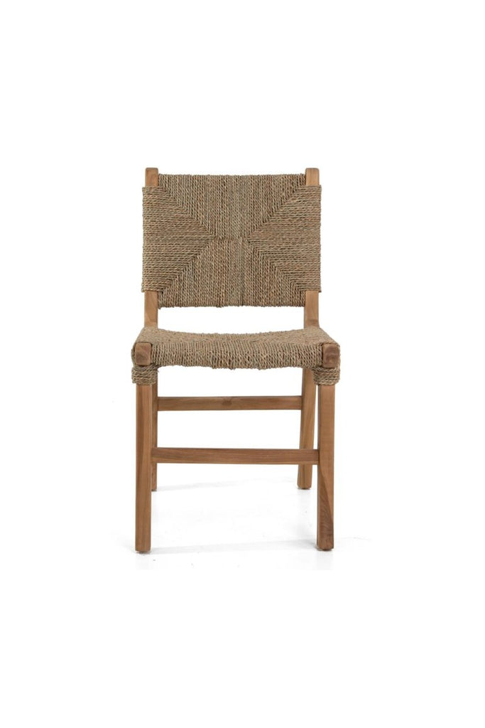 Seagrass and teak dining chair