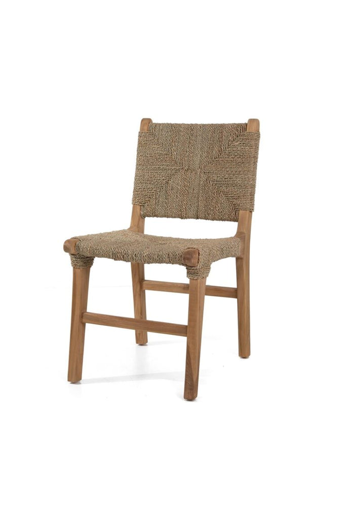 Seagrass and teak dining chair