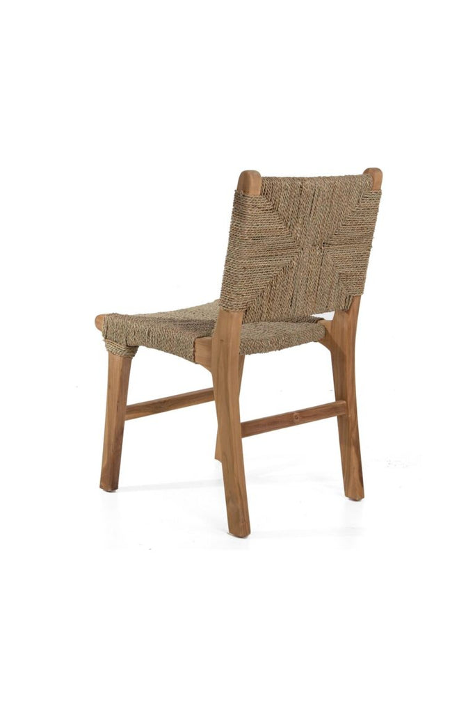 Seagrass and teak dining chair