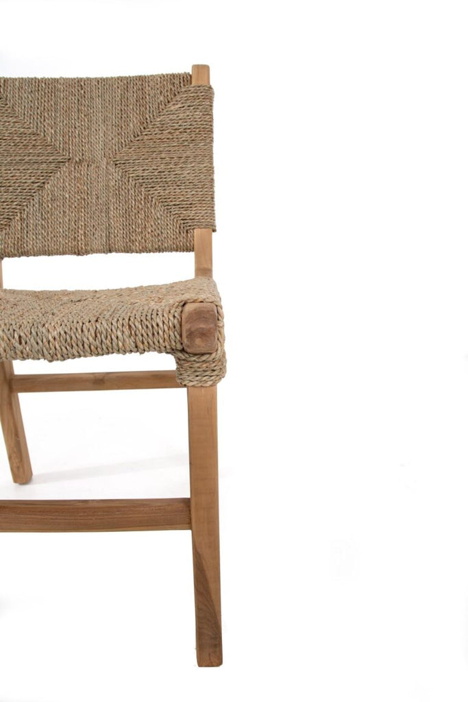 Seagrass and teak dining chair