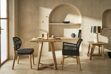 Load image into Gallery viewer, Acacia wood and black rope dining chair