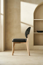 Load image into Gallery viewer, Acacia wood and black rope dining chair