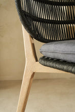 Load image into Gallery viewer, Acacia wood and black rope dining chair