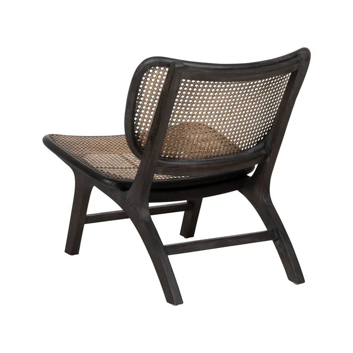 BLACK RATTAN/WOOD ARMCHAIR 84 X 58 X 74 CM