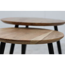 Cargar imagen en el visor de la galería, Coffee table - ø60/ø50 - Natural/black - Acacia wood/iron - Set of 2