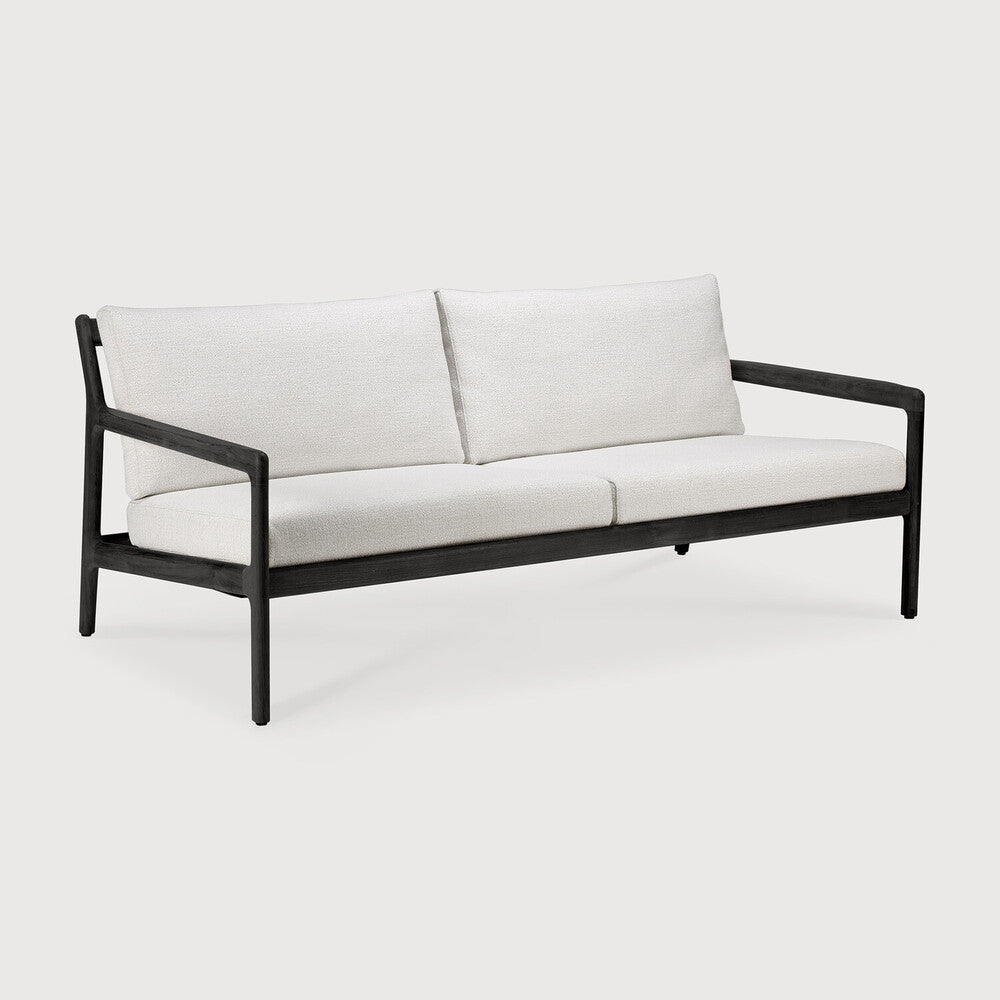 Off White Teak Black Jack outdoor sofa by Jacques Deneef