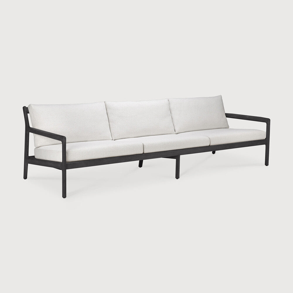 Off White Teak Black Jack outdoor sofa by Jacques Deneef