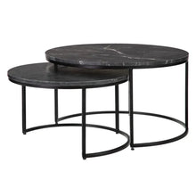 Charger l&#39;image dans la galerie, S/2 TABLE BLACK METAL-MARBLE 75 X 75 X 42 CM