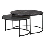 S/2 TABLE BLACK METAL-MARBLE 75 X 75 X 42 CM