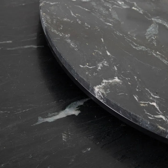 S/2 TABLE BLACK METAL-MARBLE 75 X 75 X 42 CM