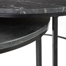 Charger l&#39;image dans la galerie, S/2 TABLE BLACK METAL-MARBLE 75 X 75 X 42 CM