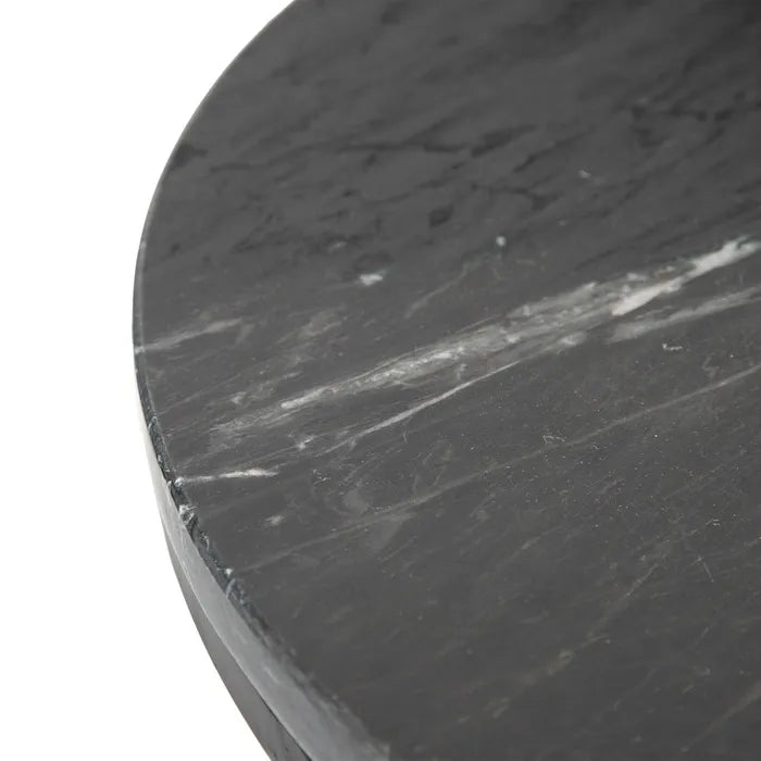 S/2 TABLE BLACK METAL-MARBLE 75 X 75 X 42 CM