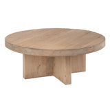 Solid Oak Wood Round Coffee Table