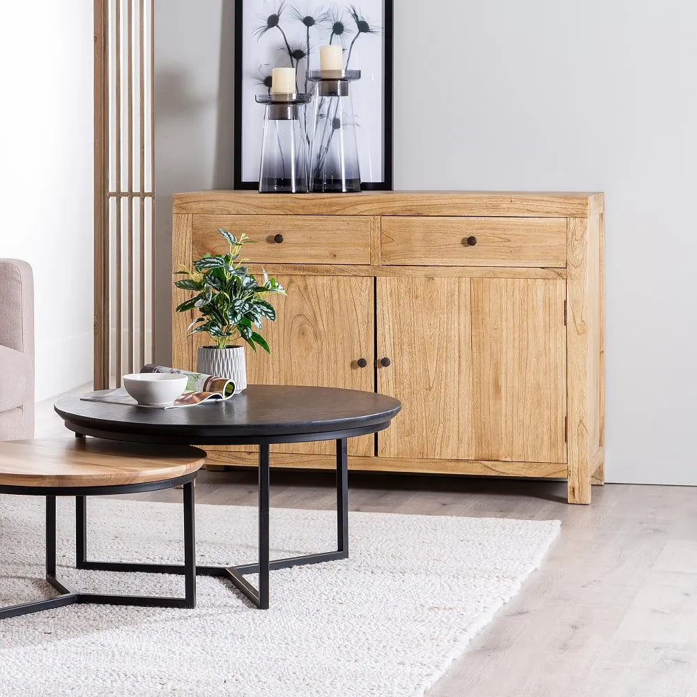 NATURAL WOOD SIDEBOARD MINDI LIVING ROOM 120 X 40 X 85 CM